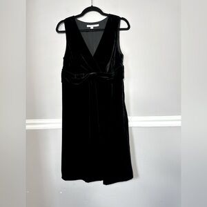 Boden Black Sheath Midi Dress V-Neck Sleeveless Sz 8 Wedding Dressy Babydoll